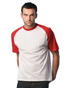 T-Shirt Base-Ball besticken - White/red